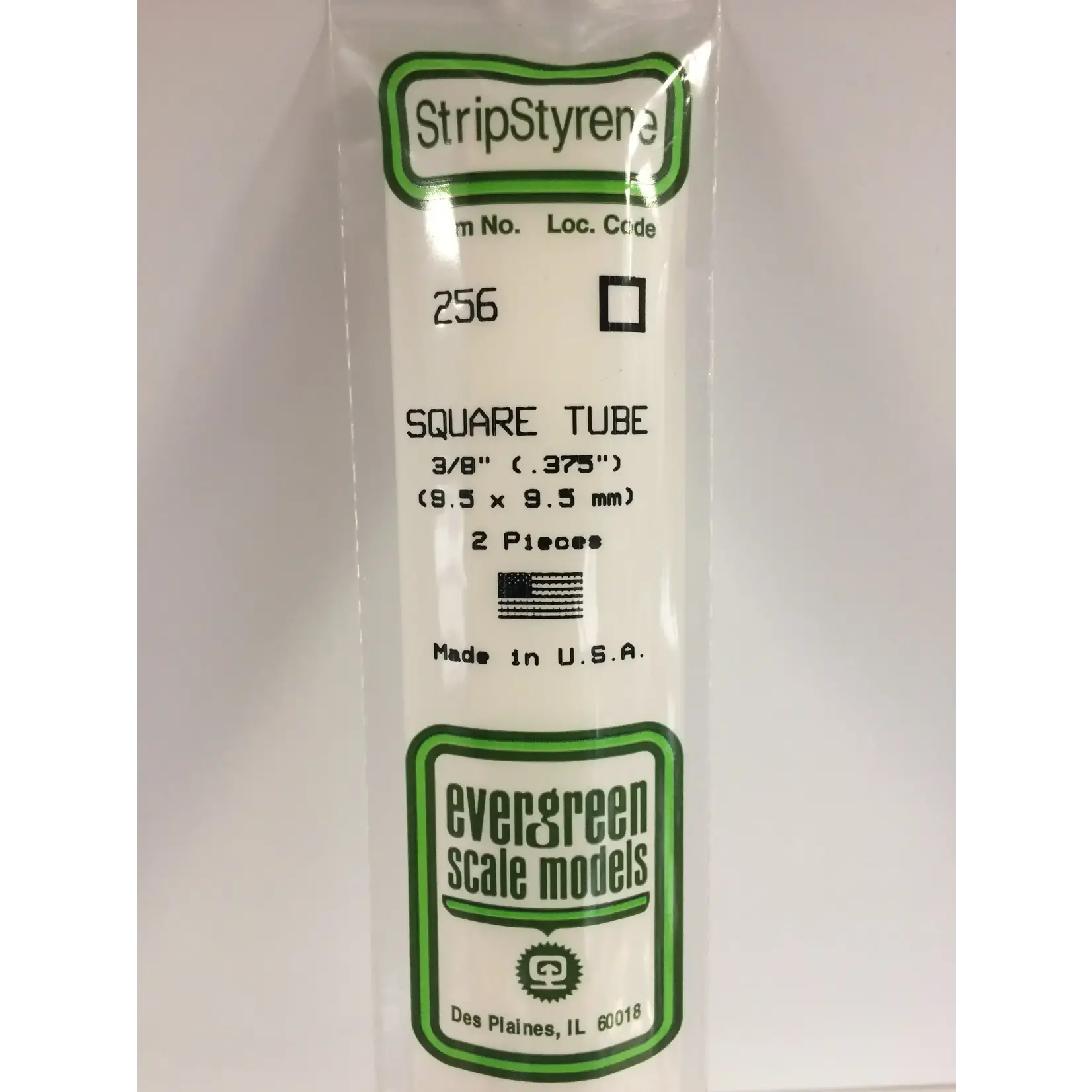 Evergreen 256 Styrene Square Tube .375" 2/