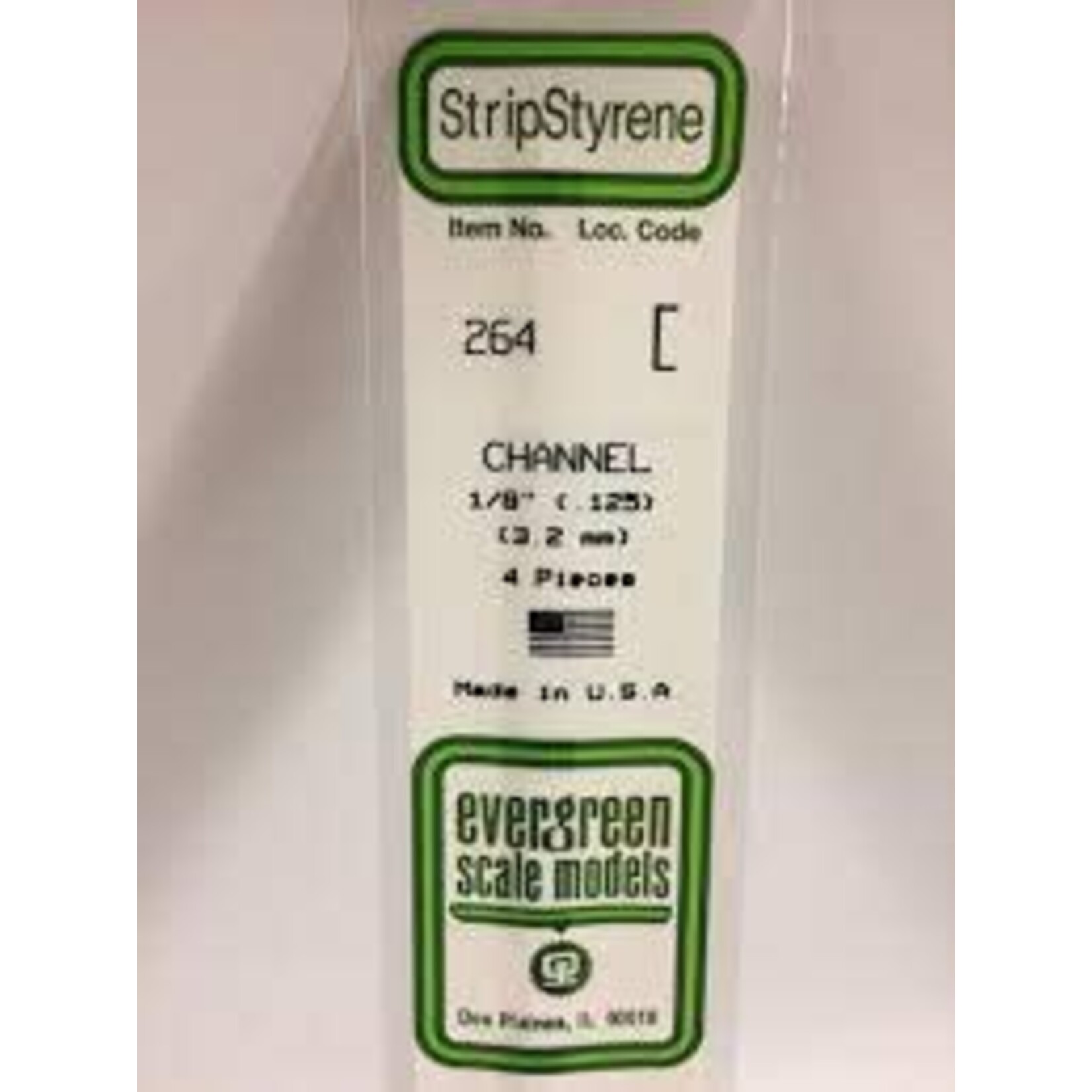 Evergreen 264 Styrene channel .125"  4/