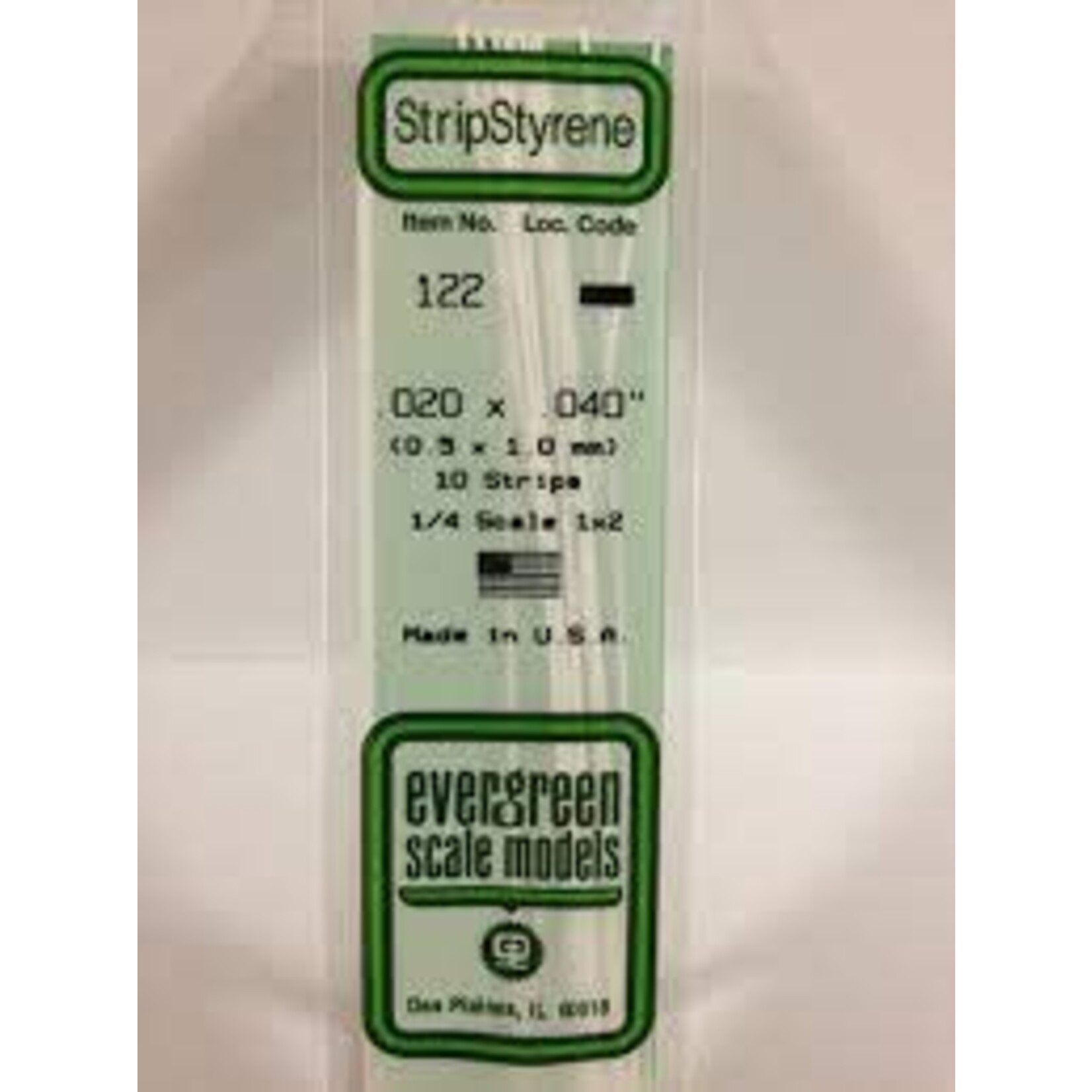 Evergreen 122 Styrene strip .020x.040" 10/