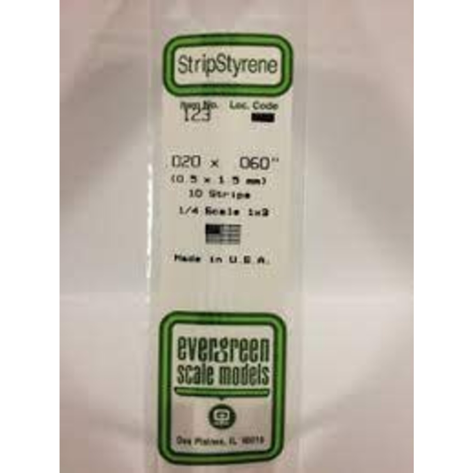 Evergreen 123 Styrene  Strip .020x.060" 10/