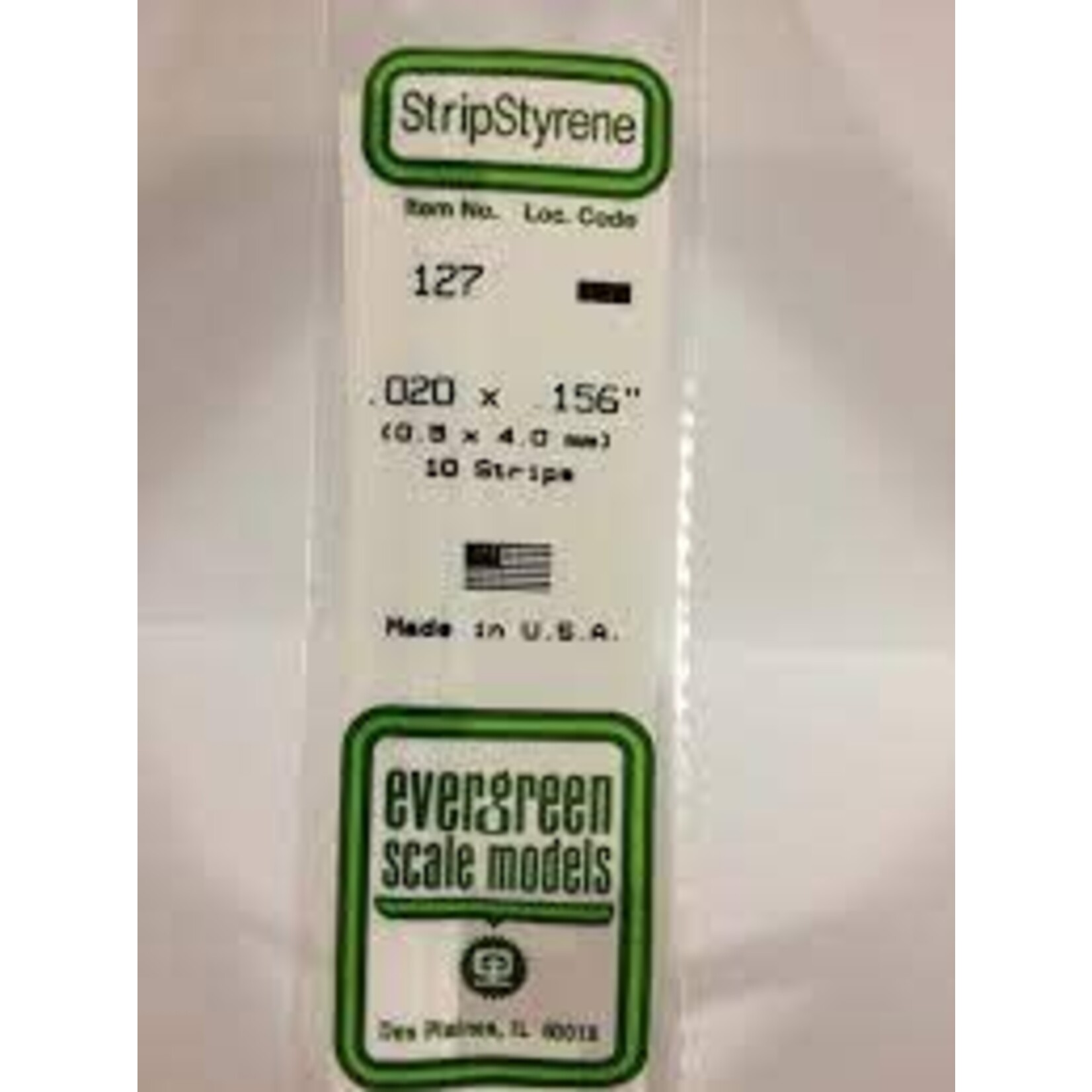 Evergreen 127 Styrene Strip .020x.156" 10/