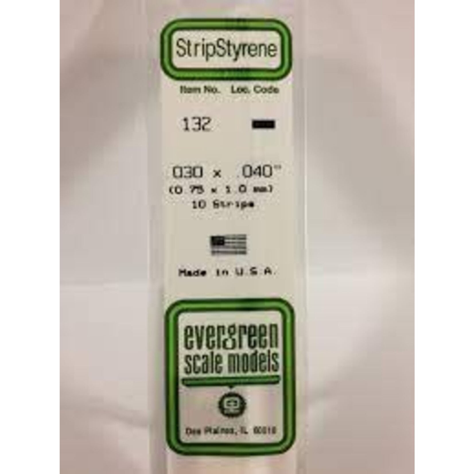 Evergreen 132 Styrene Strip .030x.040" 10/