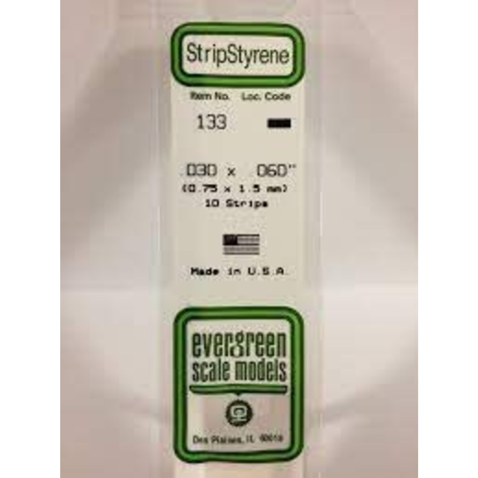 Evergreen 133 Styrene Strip .030x.060" 10/