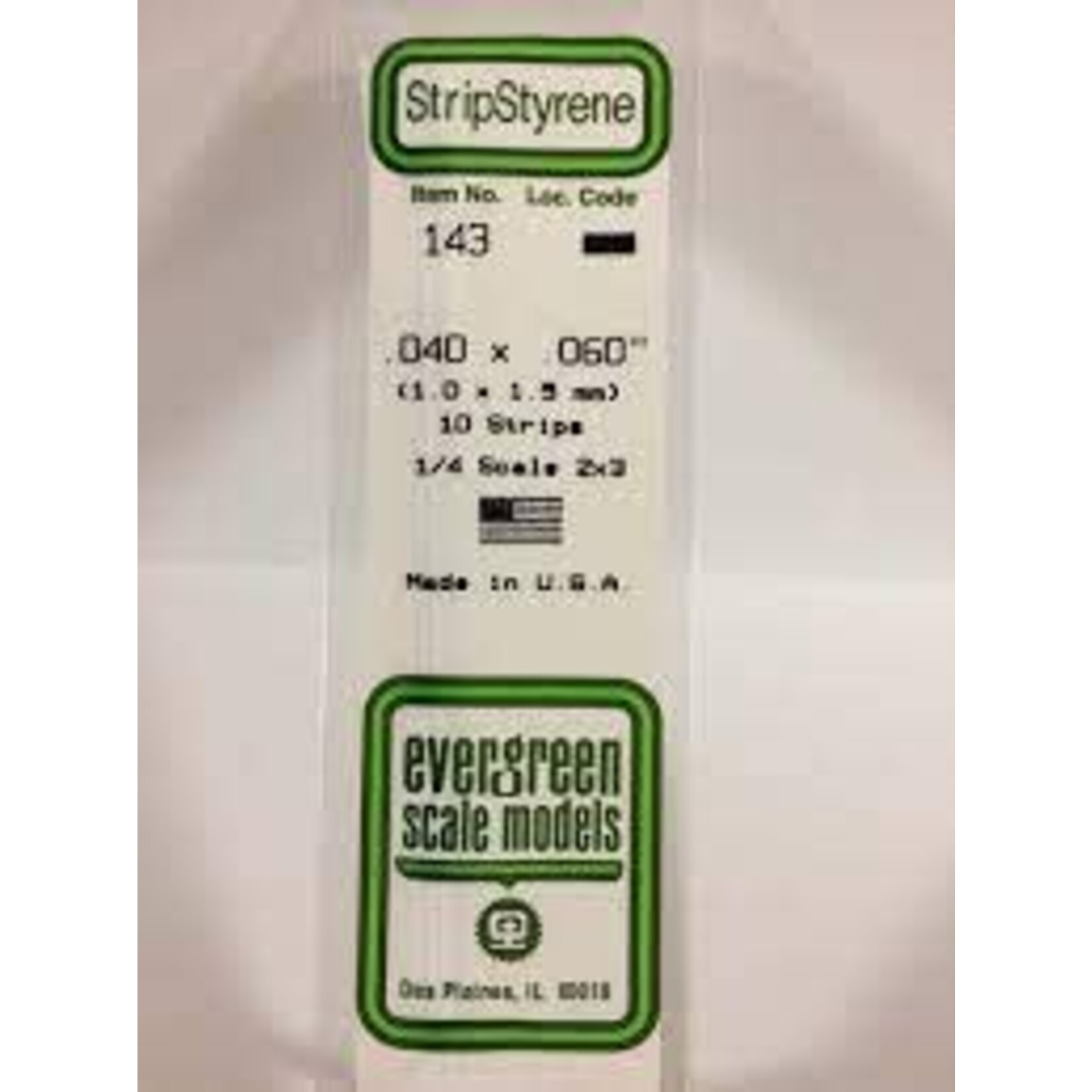 Evergreen 143 Styrene strip .040x.060" 10/