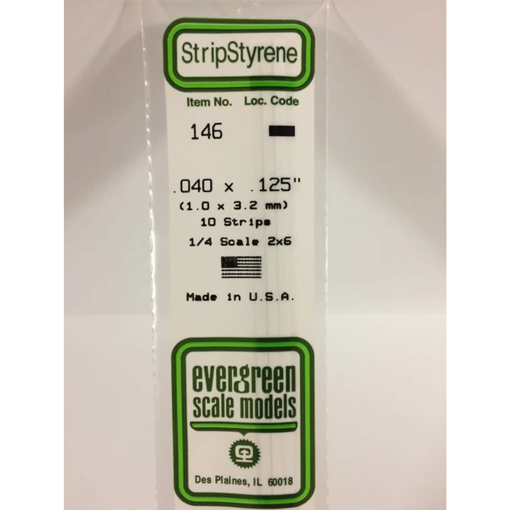 Evergreen 146 Styrene strip .040x.125" 10/