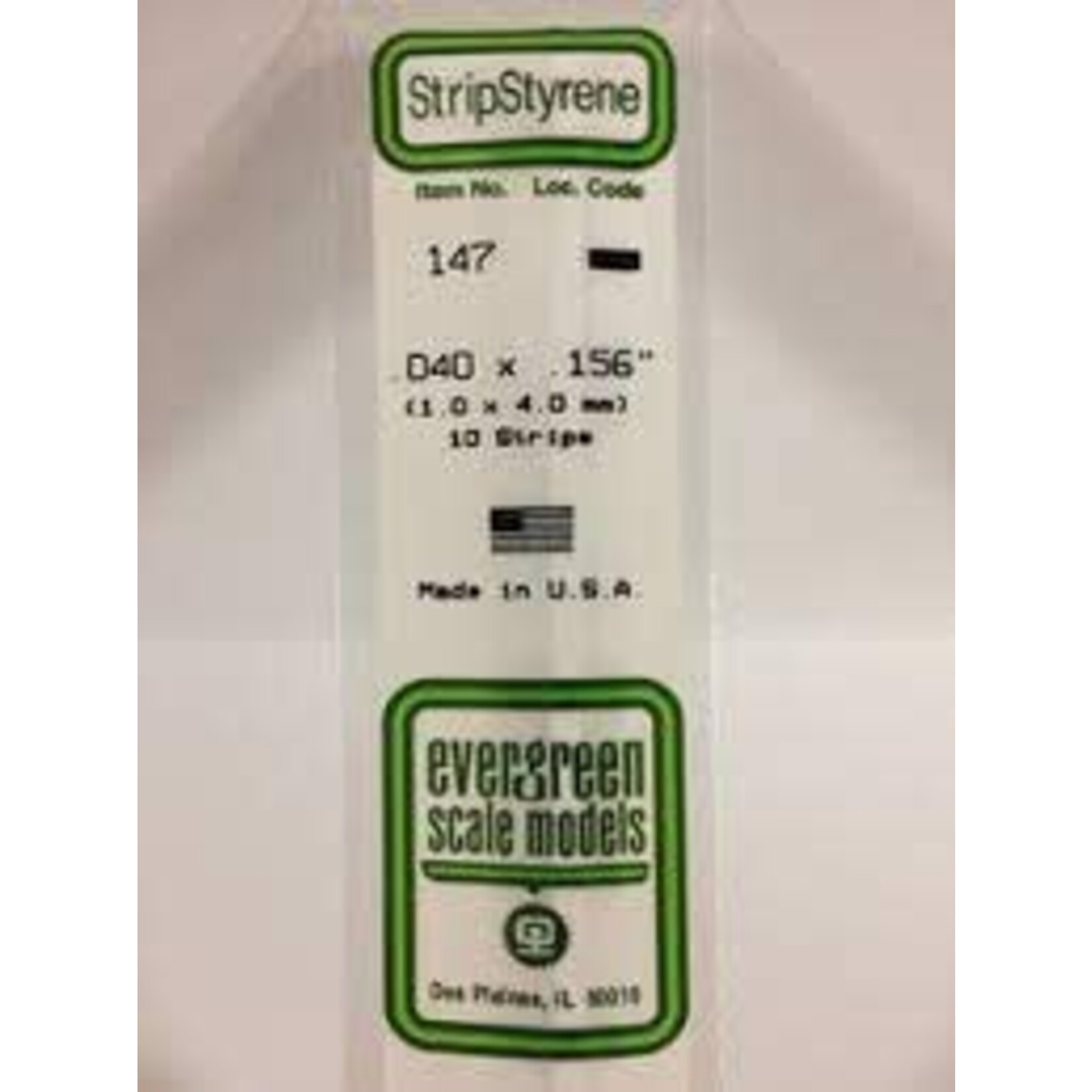 Evergreen 147 Styrene Strip .040x.156" 10/