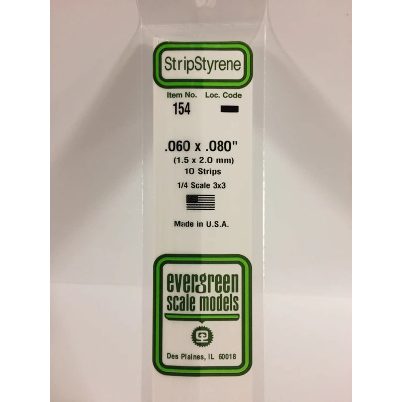 Evergreen 154 Styrene Strip .060x.080" 10/