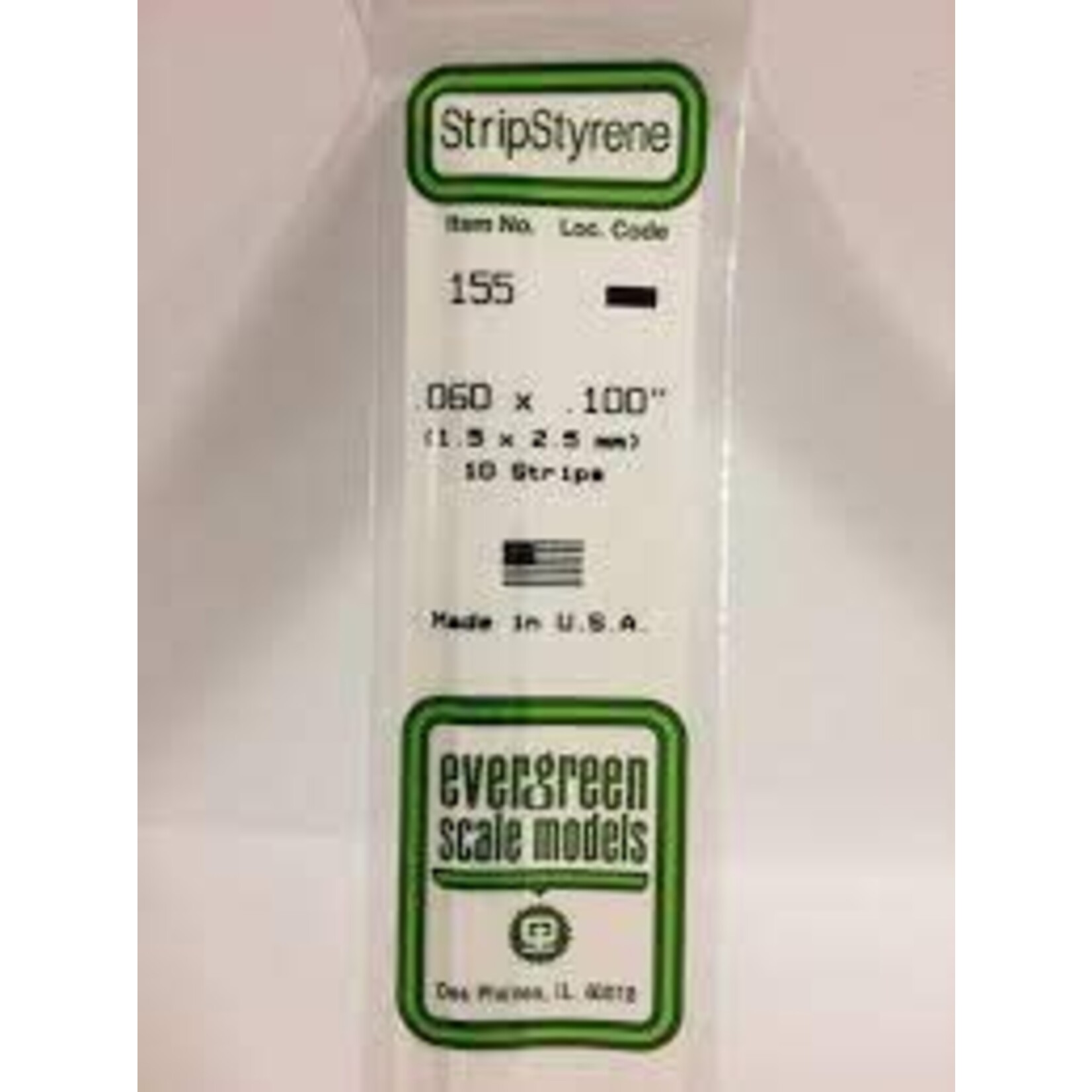 Evergreen 155 Styrene Strip .060x.100" 10/