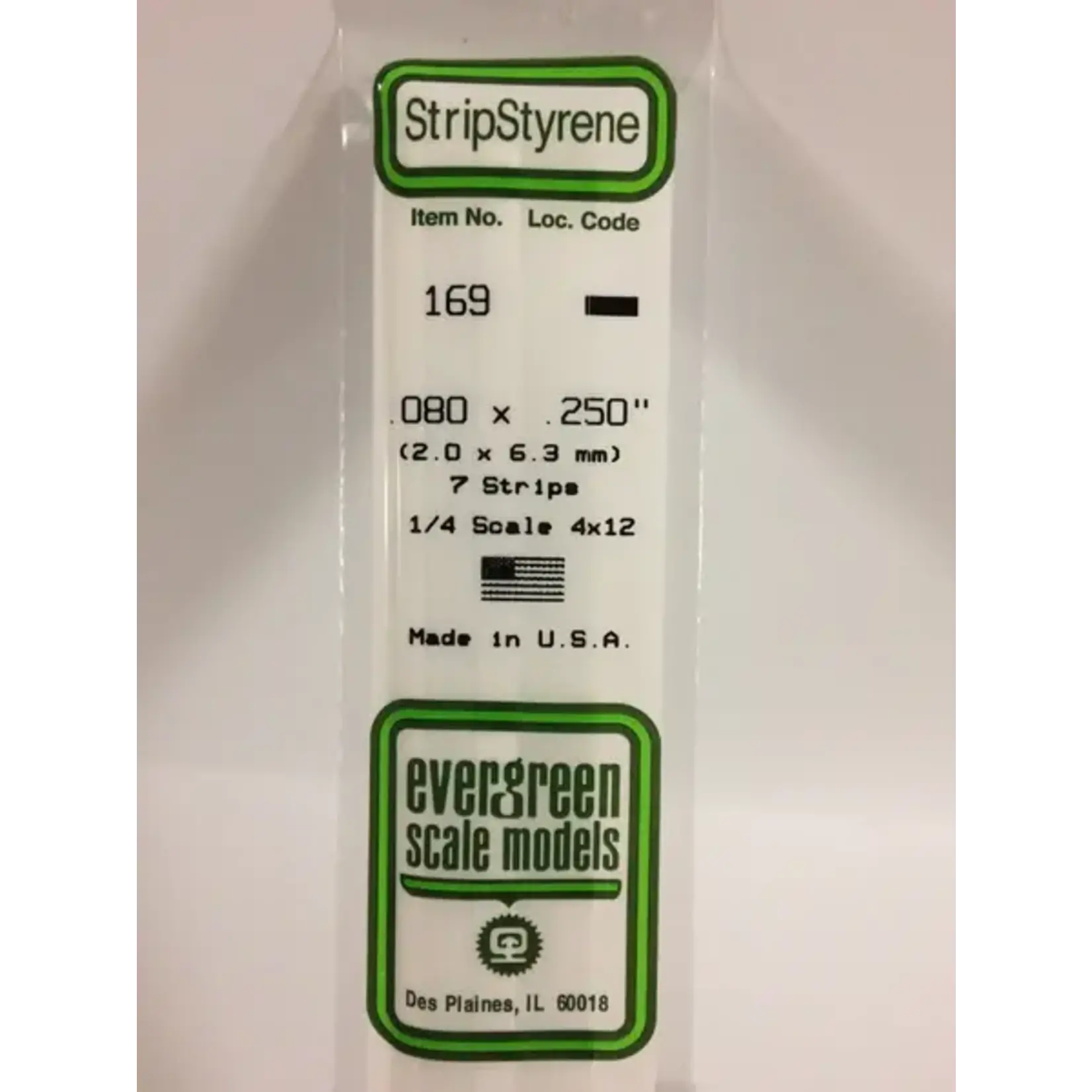 Evergreen 169 Styrene strip .080x.250" 7/