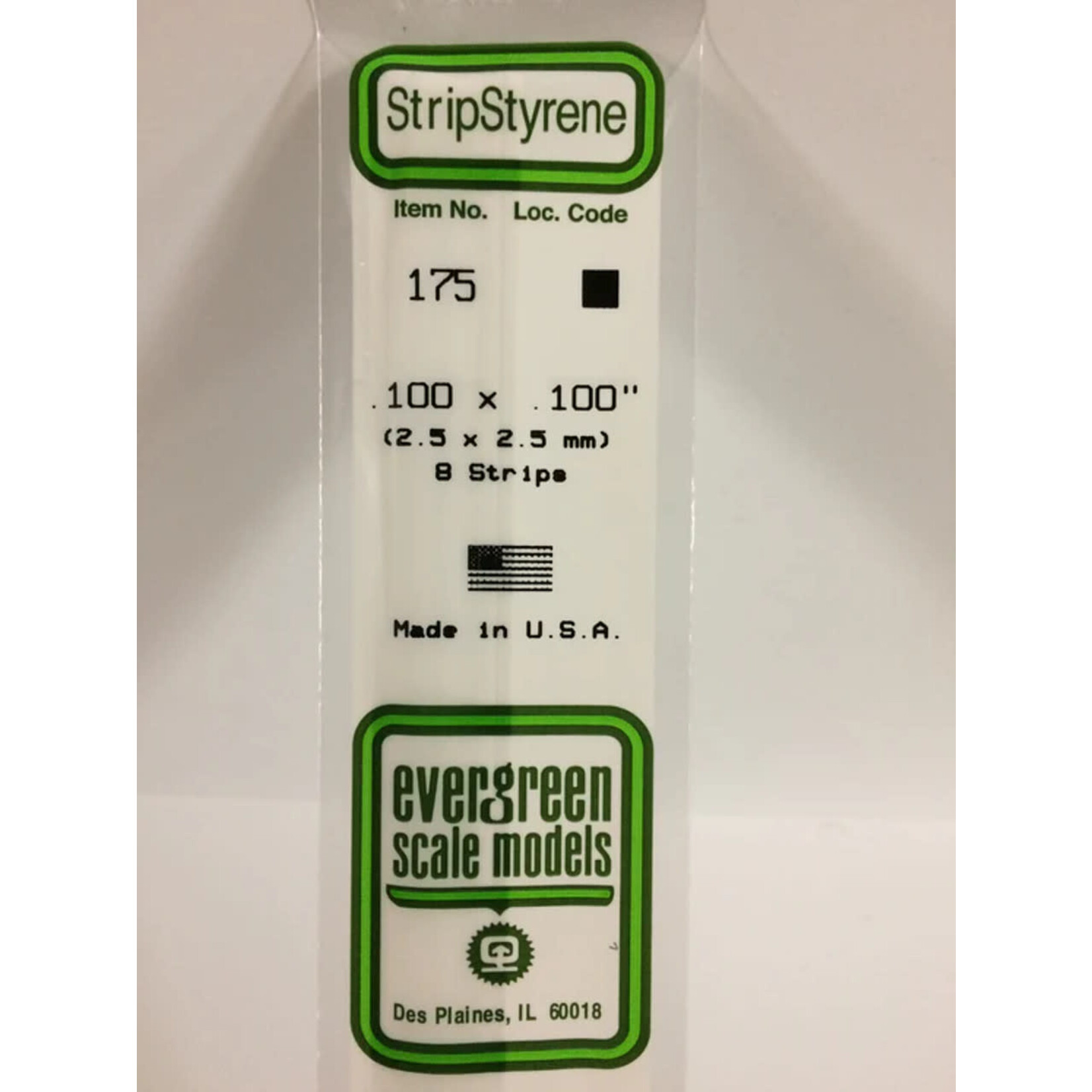 Evergreen 175 Styrene Strip .100x.100" 8/