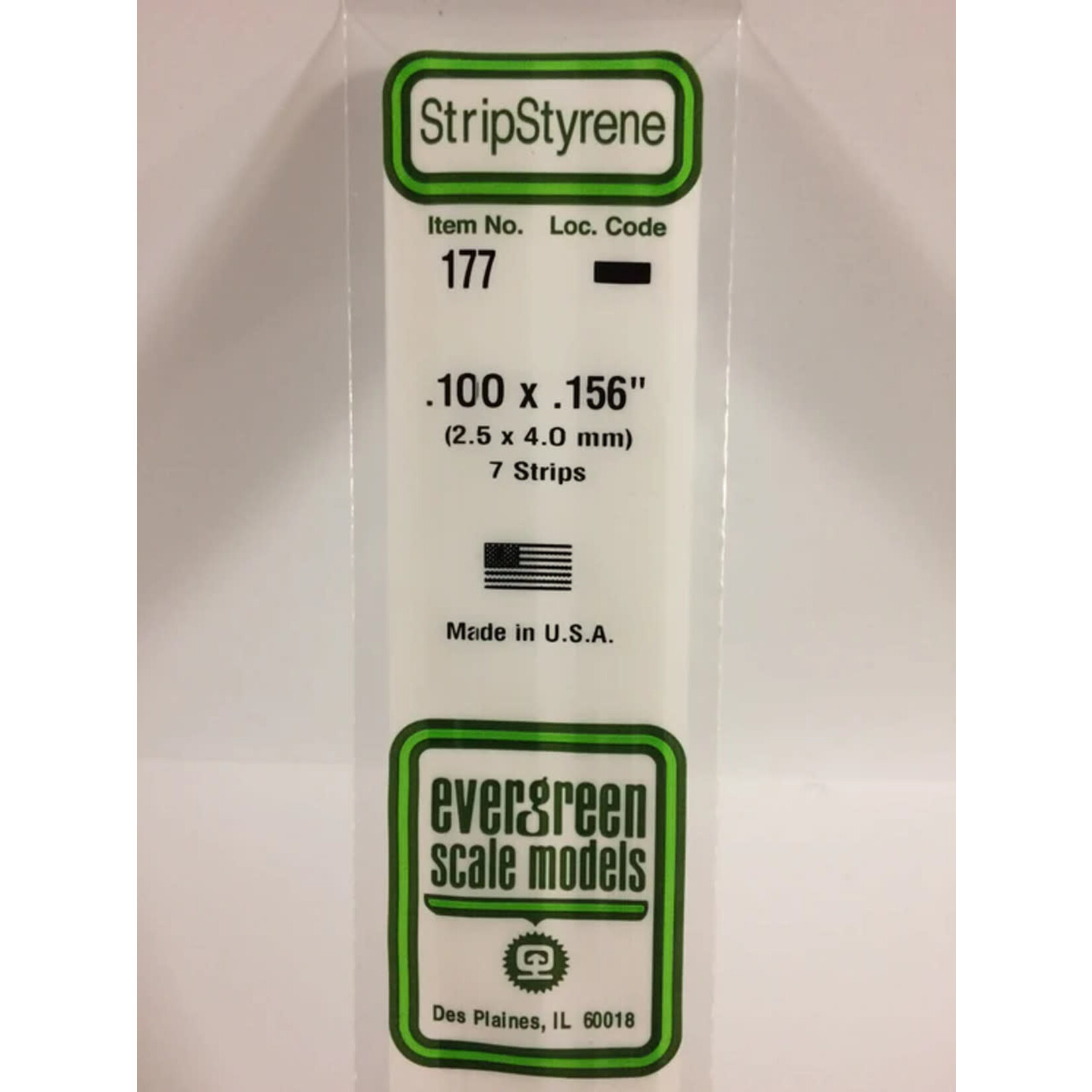 Evergreen 177 Styrene Strip .100x.156" 7/