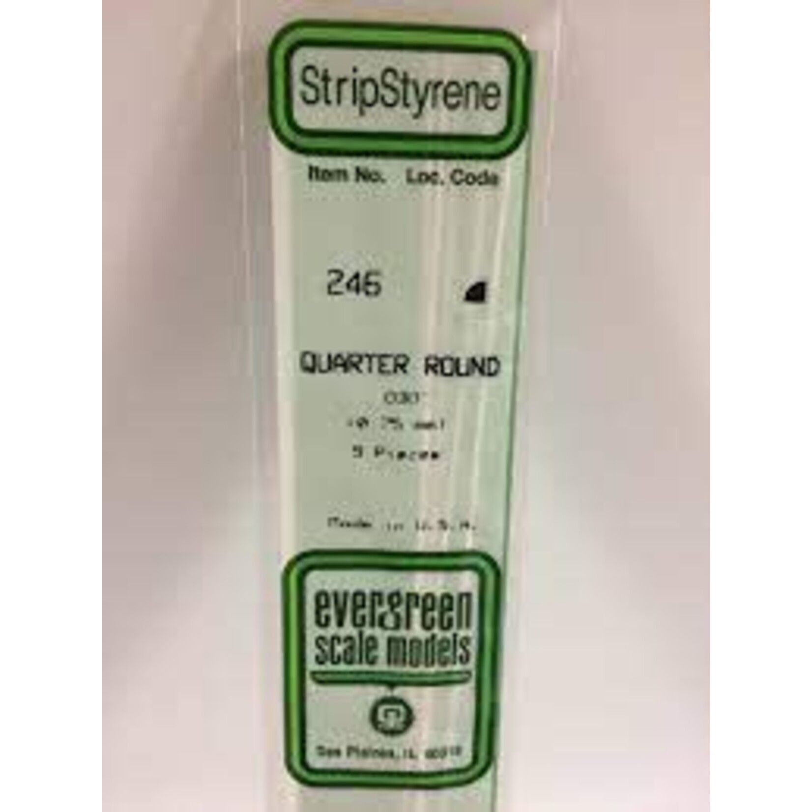 Evergreen 246 Styrene Quarter Round .030" - 5 Piece