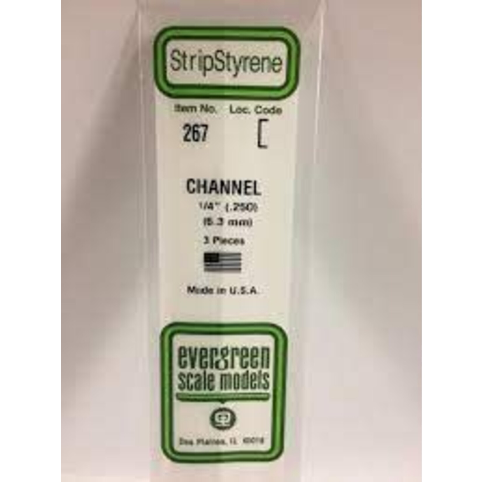 Evergreen 267 Styrene channel .250"  3/