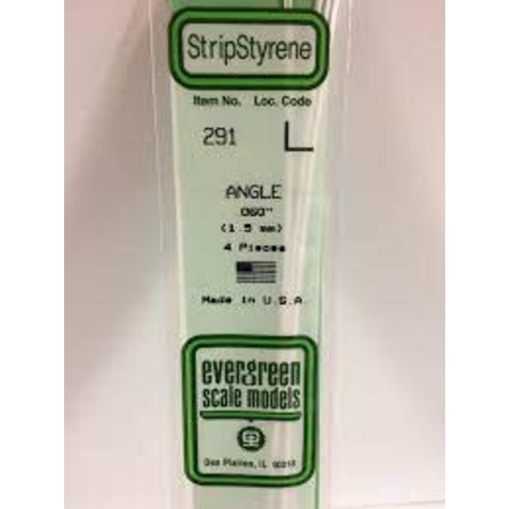 Evergreen 291 Styrene Angles .060"   4/