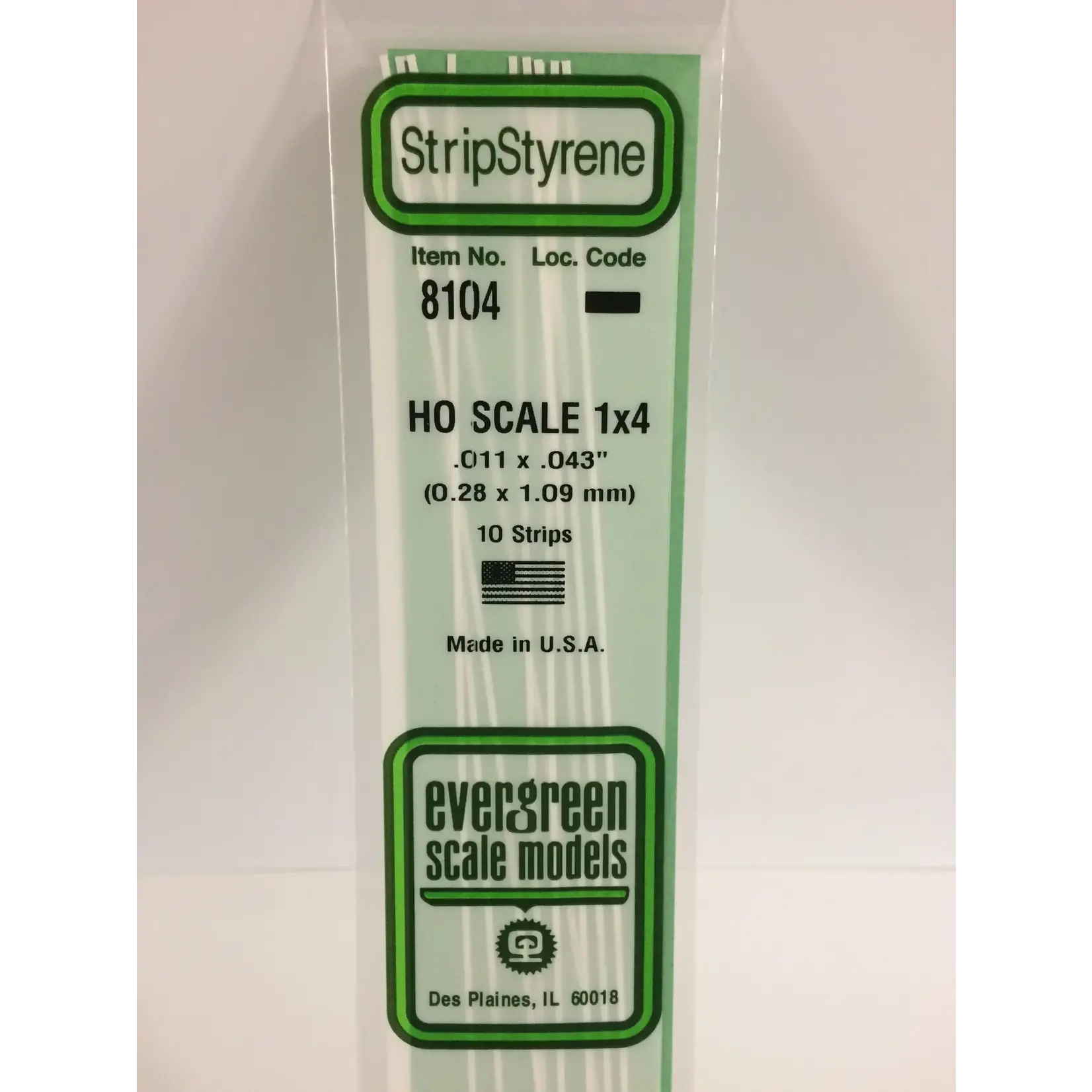 Evergreen 8104 Styrene strip 1x4"    10/