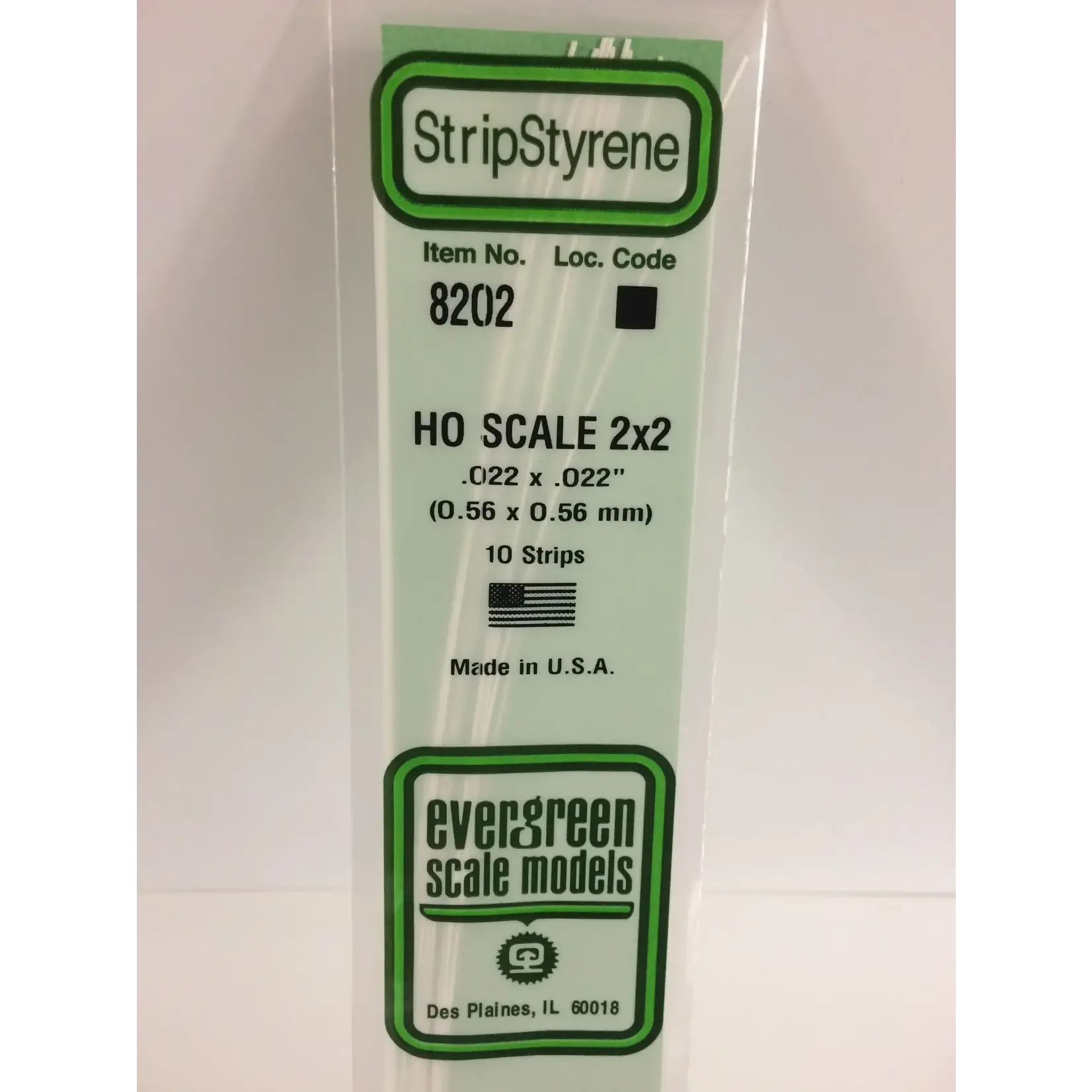 Evergreen 8202 Styrene strip 2x2"    10/