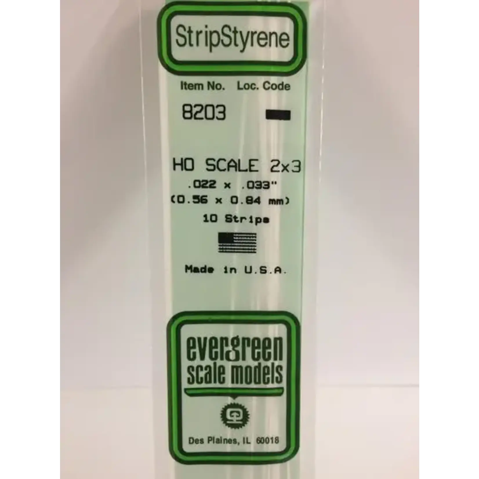 Evergreen 8203 Styrene strip 2x3"    10/