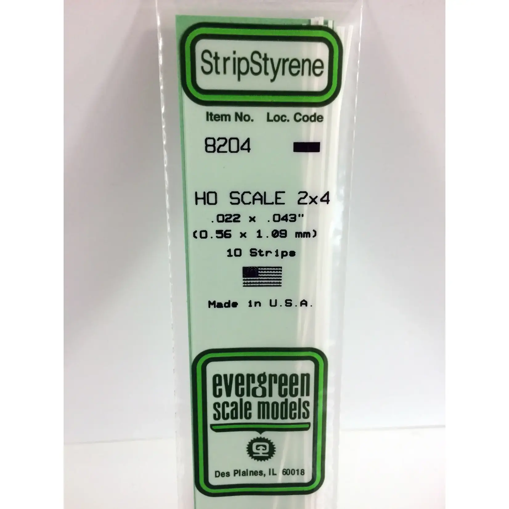 Evergreen 8204 Styrene strip 2x4"    10/