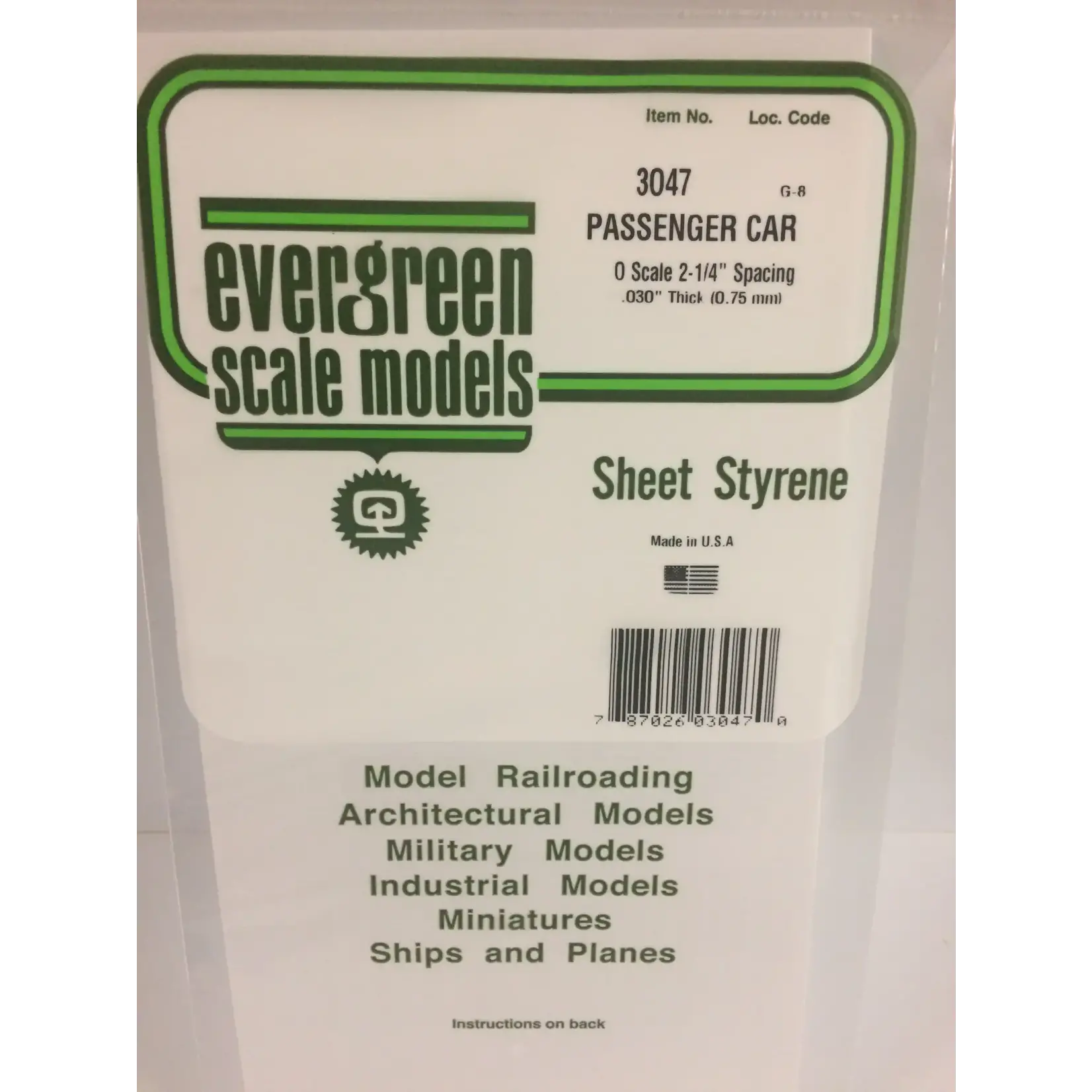 Evergreen 3047 O Passenger Car Siding