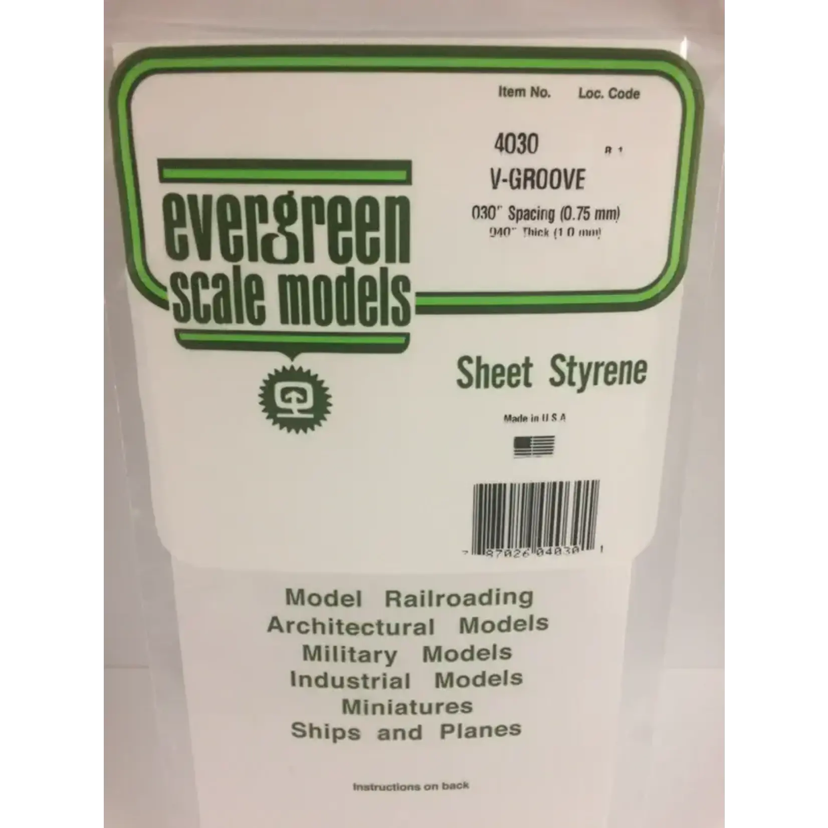 Evergreen 4030 Siding .040 V-groove .030