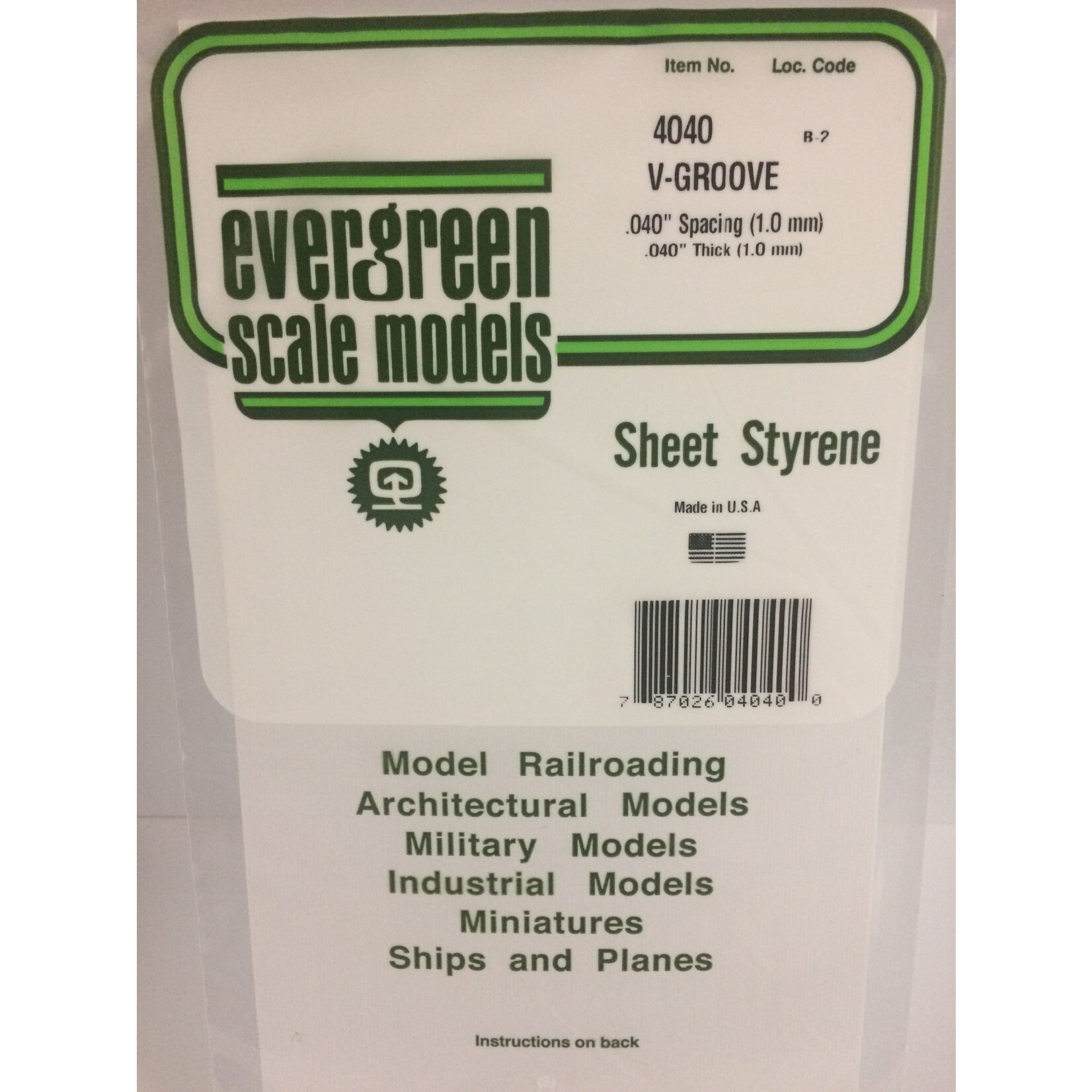 Evergreen 4040 Siding .040 V-groove .040