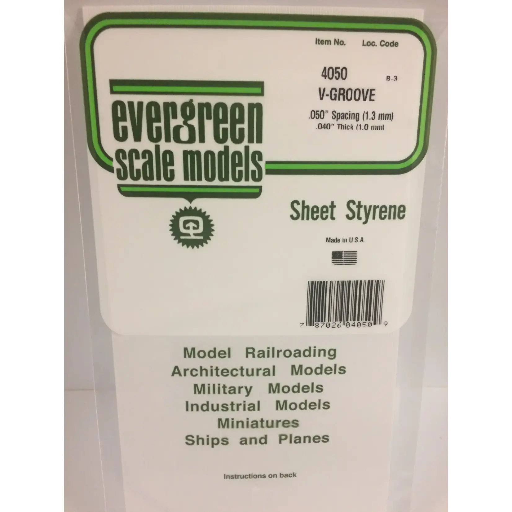 Evergreen 4050 Siding .040 V-groove .050