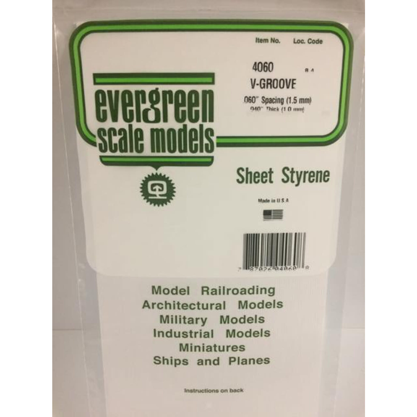 Evergreen 4060 Siding .040 V-groove .060