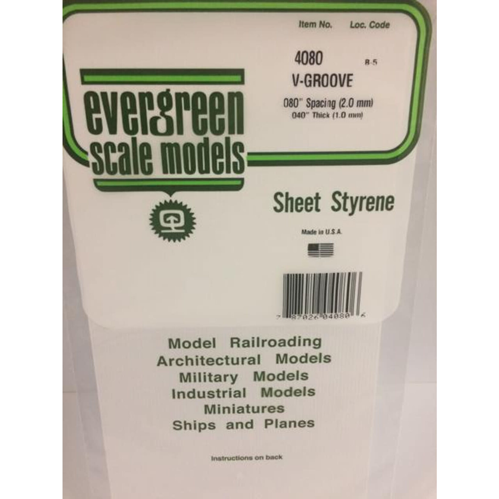 Evergreen 4080 Siding .040 V-groove .080