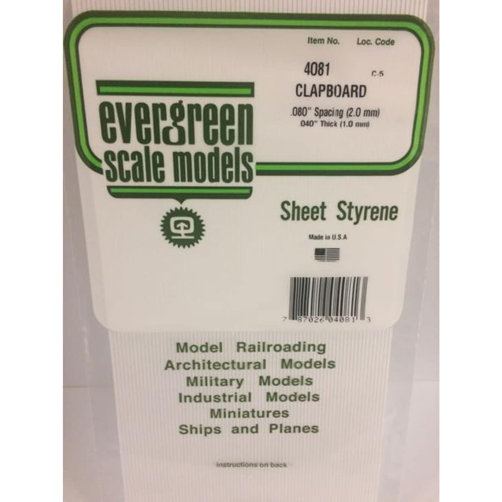 Evergreen 4081 Siding .040 Clpbrd .080"