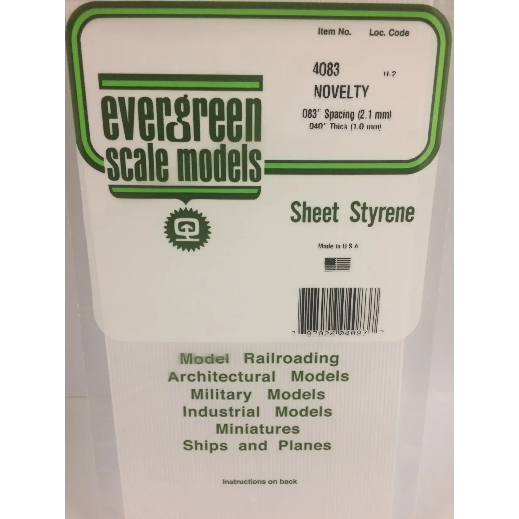 Evergreen 4083 Siding .040 Novelty .083"