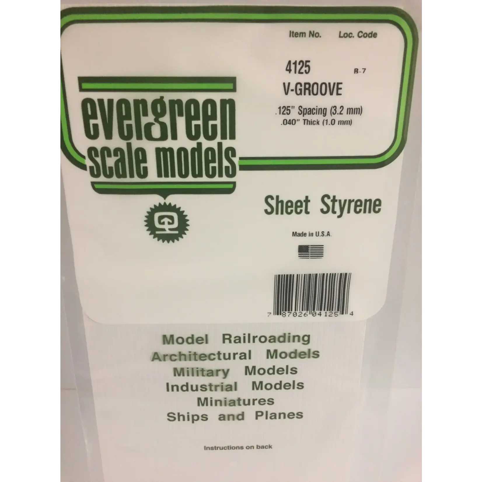 Evergreen 4125 Siding .040 V-groove .125