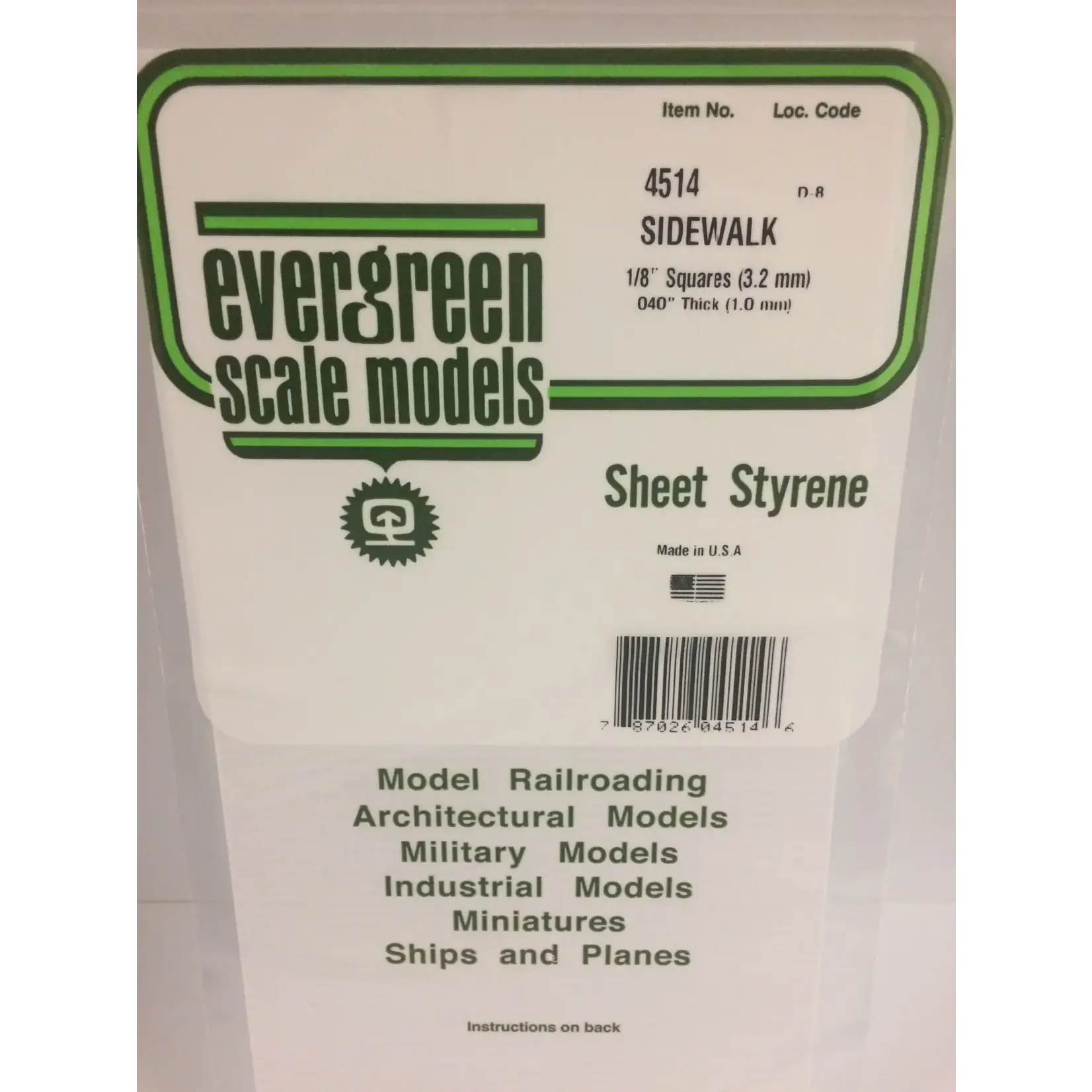 Evergreen 4514 Styrene Sidewalk SP 1/8"