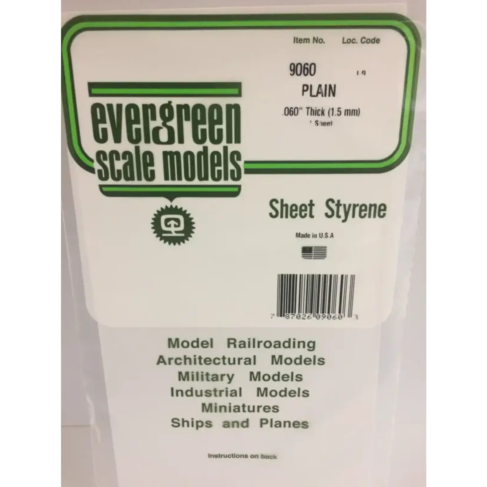 Evergreen 9060 Styrene Sheet Plain 6x12x.060"