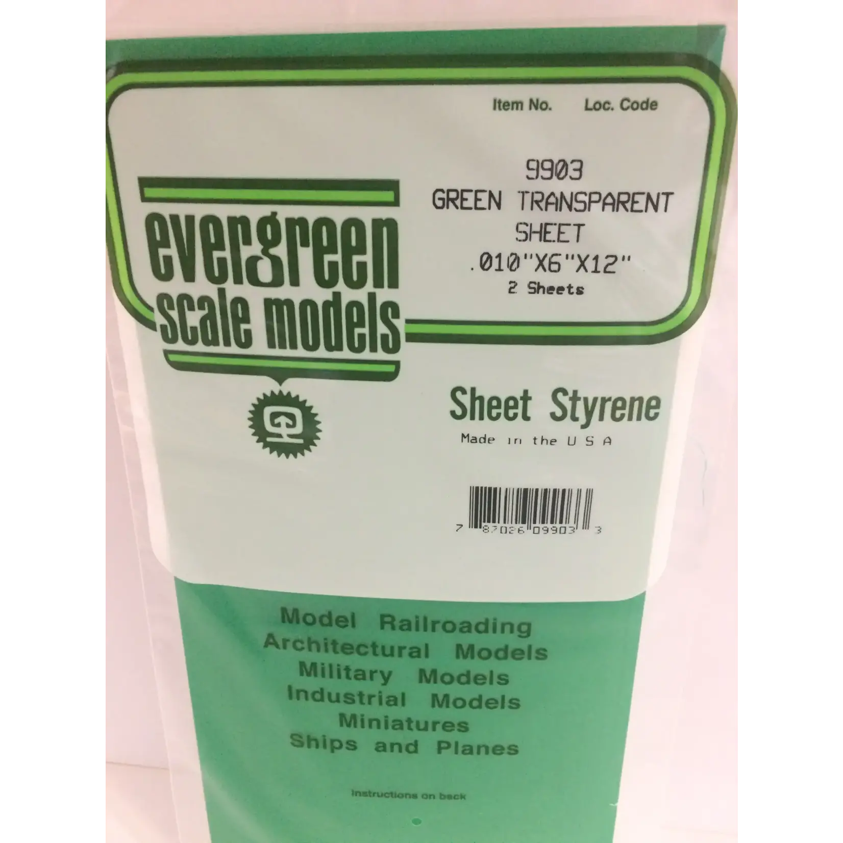 Evergreen 9903 Transparent Sheet Grn 2/