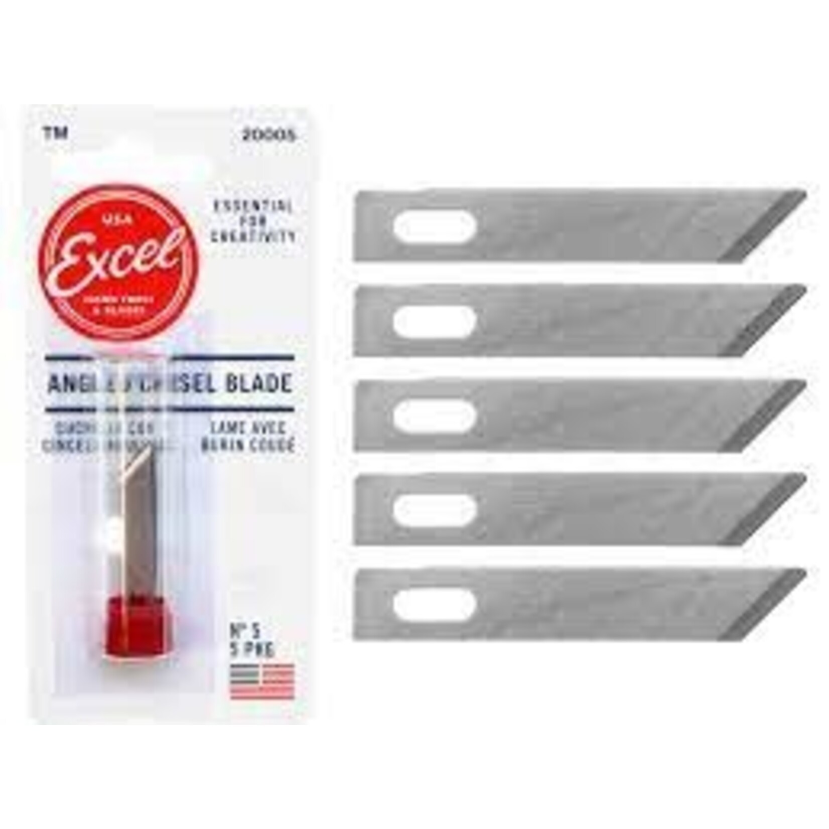 Excel 20005 Angled Chisel Blade, 5pc,