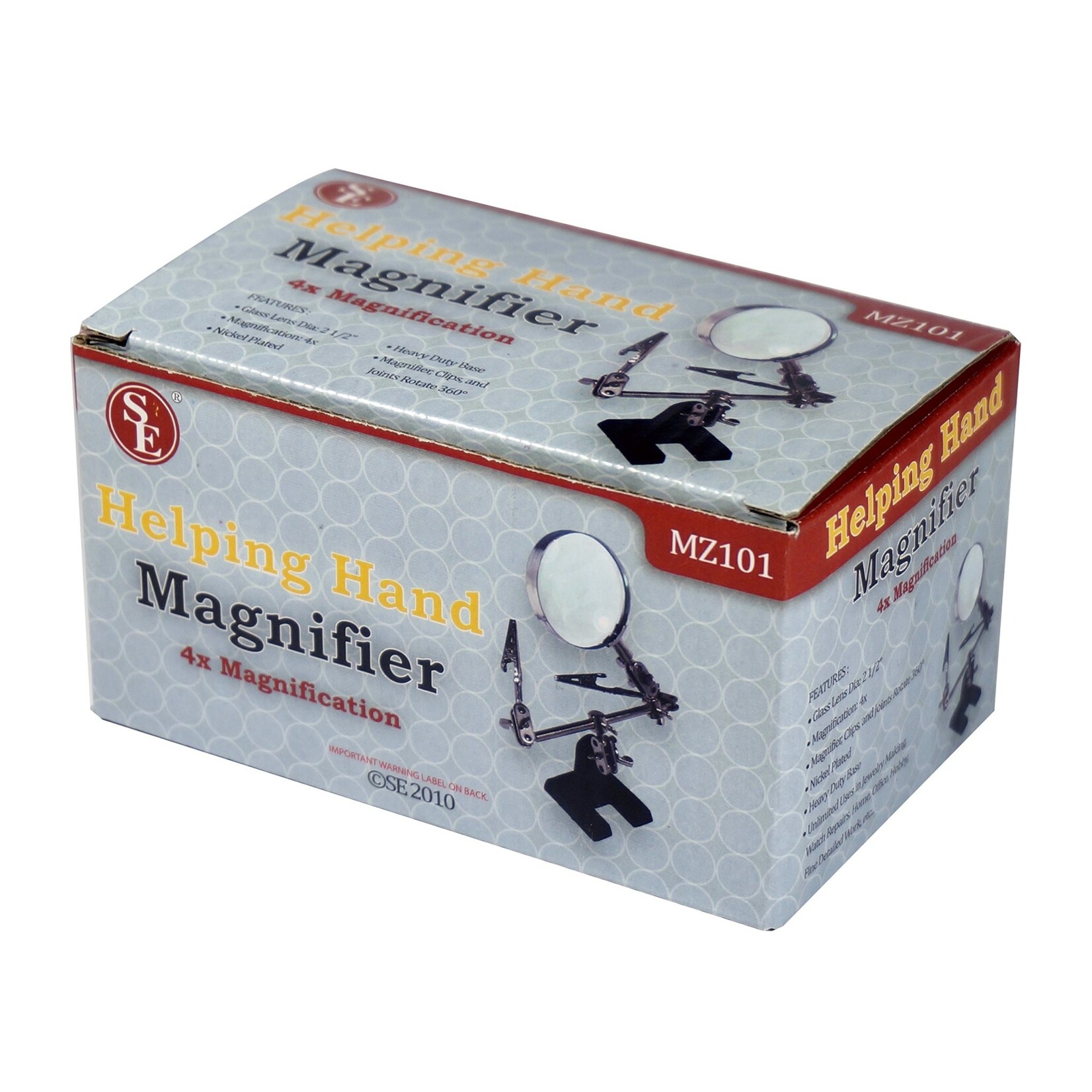 MZ101 4x/ 2-1/2" Helping Hand Magnifier, Glass Lens, Box Pack