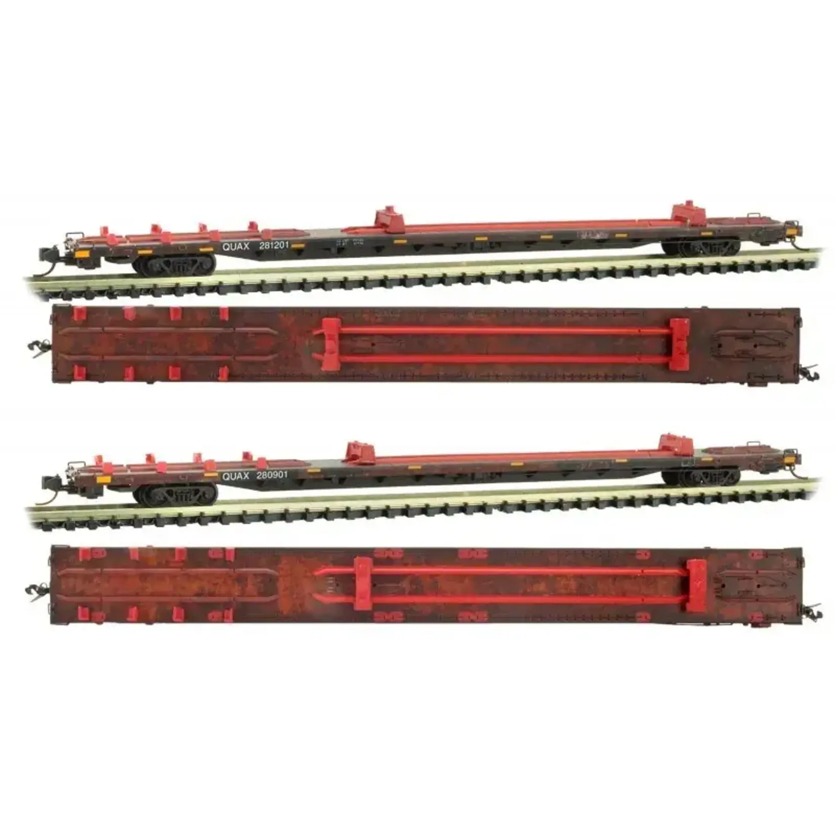 Micro Trains Line 99305510 N QUAX 89'4" TOFC Intermodal Flatcar 2-Pack with Bolster Rack