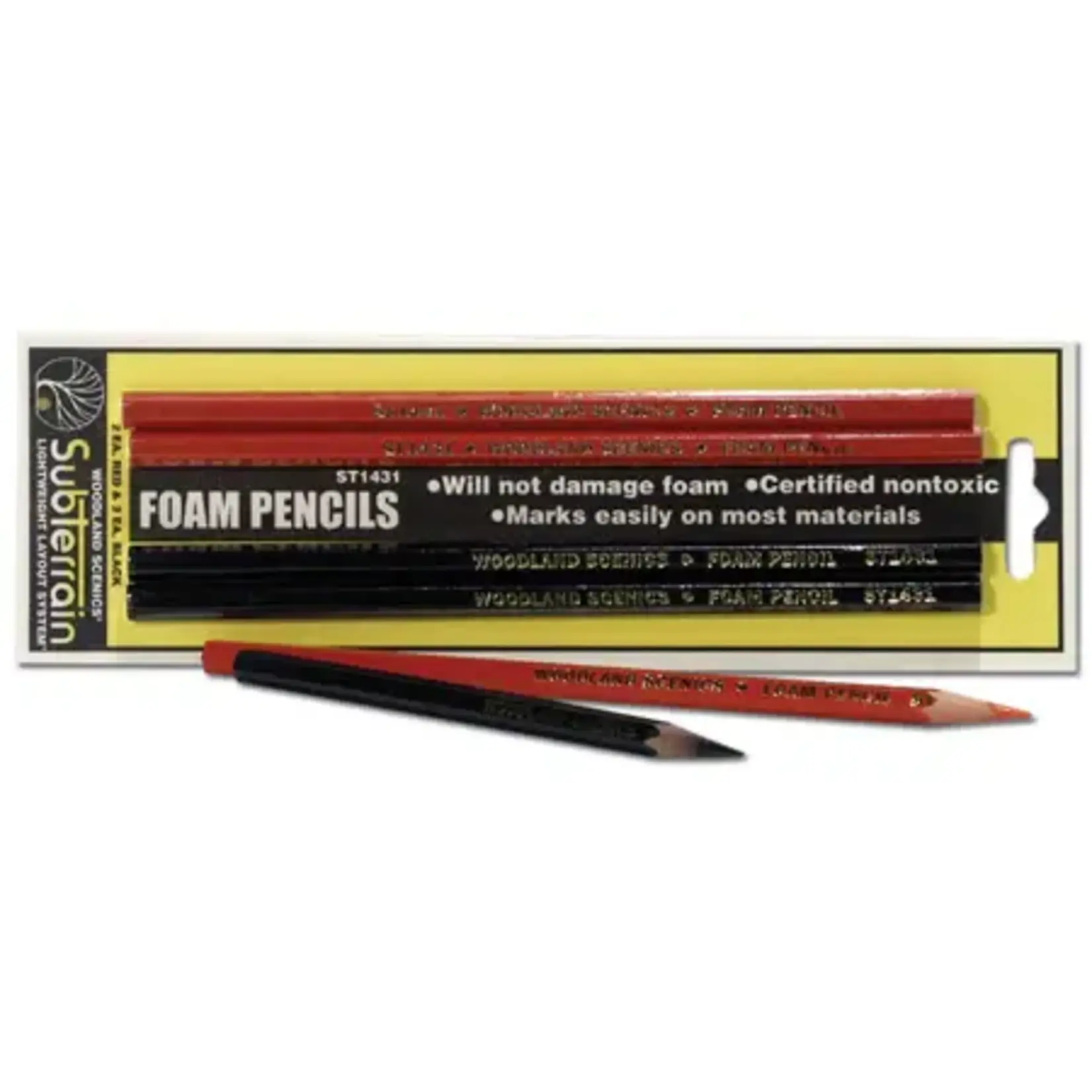 Woodland Scenics 1431 Foam Pencils, Red/Black (2 each)