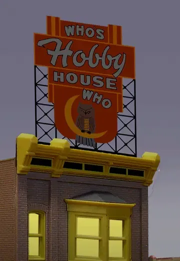 441402 HO/N Who's Hobby House Animated Neon Billboard
