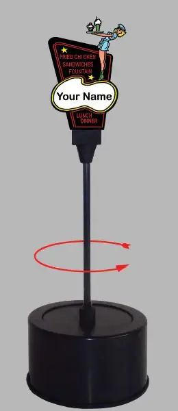 55085 Drive-In Double-Sided Rotating Sign w/Name Sheet