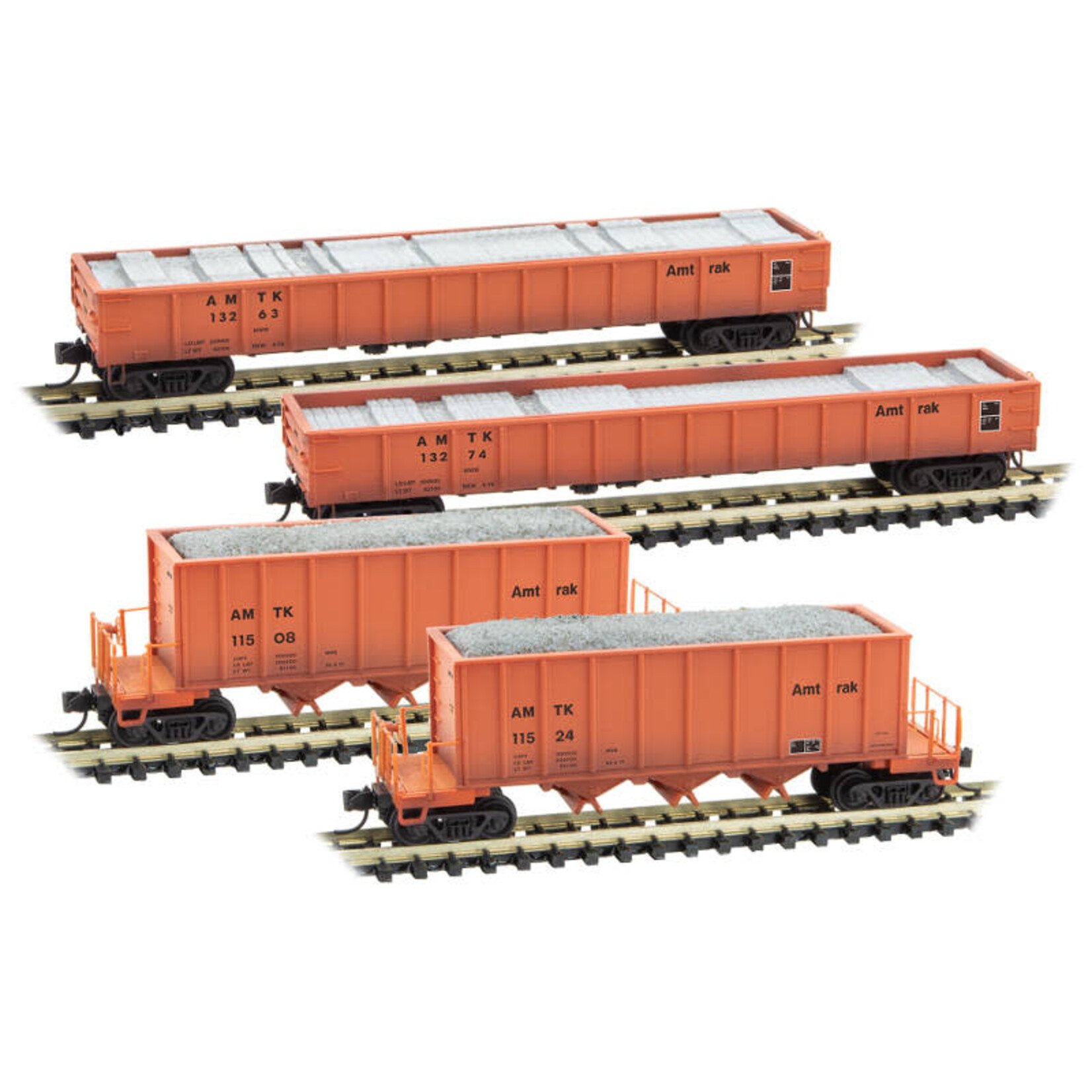 Micro Trains Line 99302010 N Amtrak Maintenance Of Way 4 Car Pack