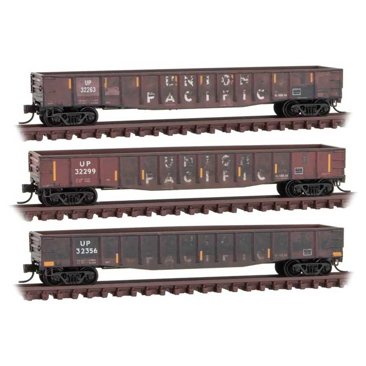 99305890 N Union Pacific Gondola Weathered 3pk