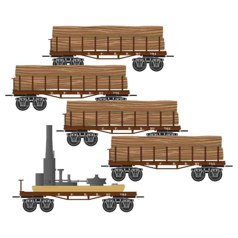 99302070 N Union Pacific CWE Log Car 5 pack