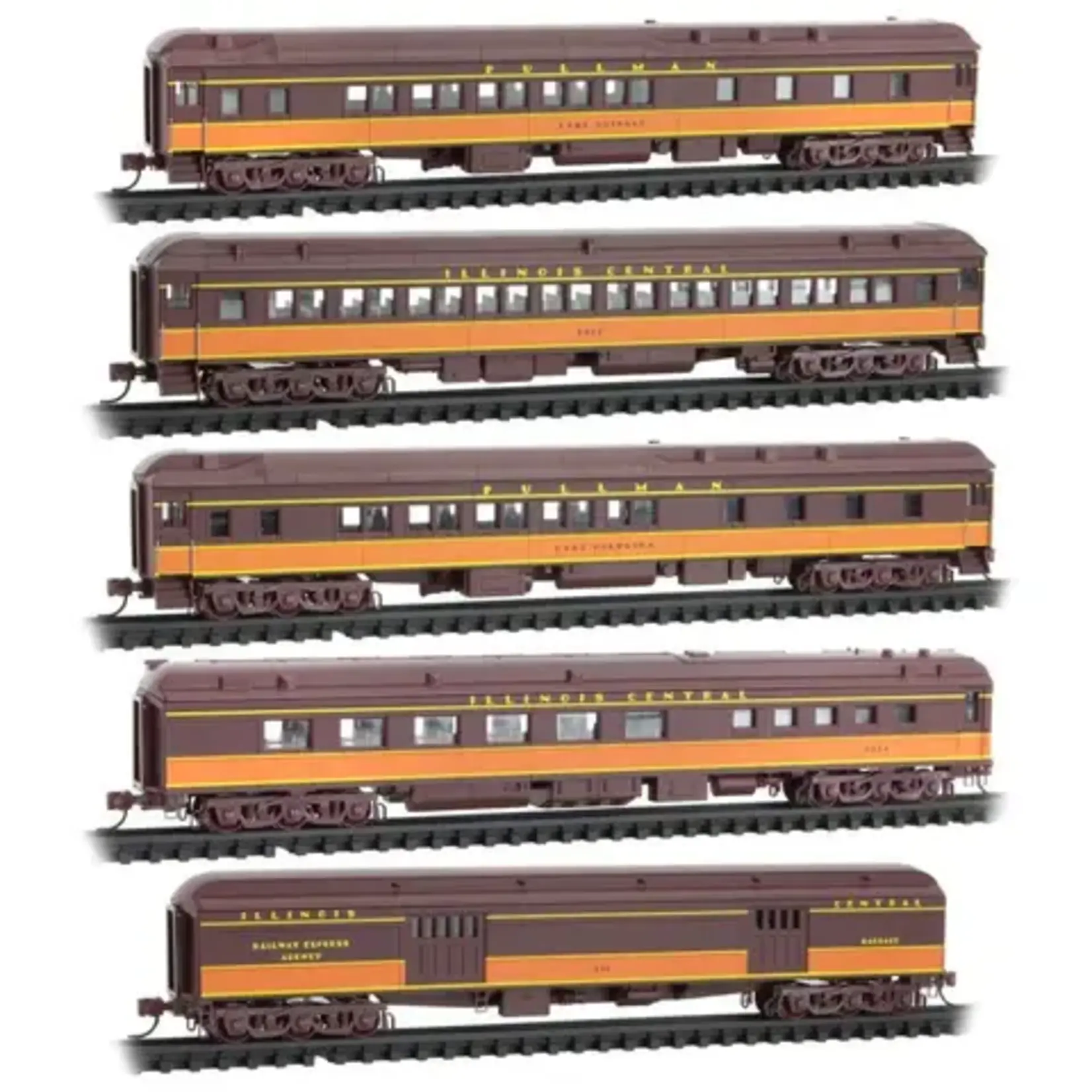 Micro Trains Line 99301791 N Illinois Central Heavy Weight 5 Car Passenger Set