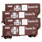 Micro Trains Line 99300102 N 40' Single-Door Box Car/Atchison, Topeka & Santa Fe 4pk