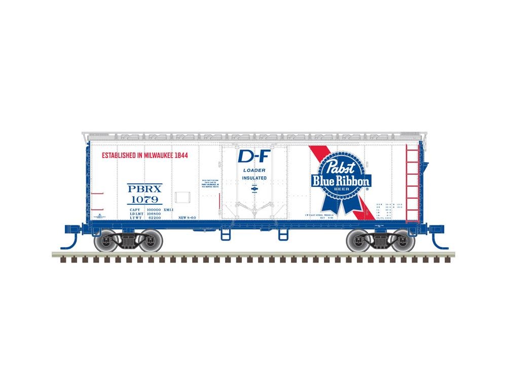 50005648 N 40' Plug Door Box Car PBR 1079 (White/Blue/Red)