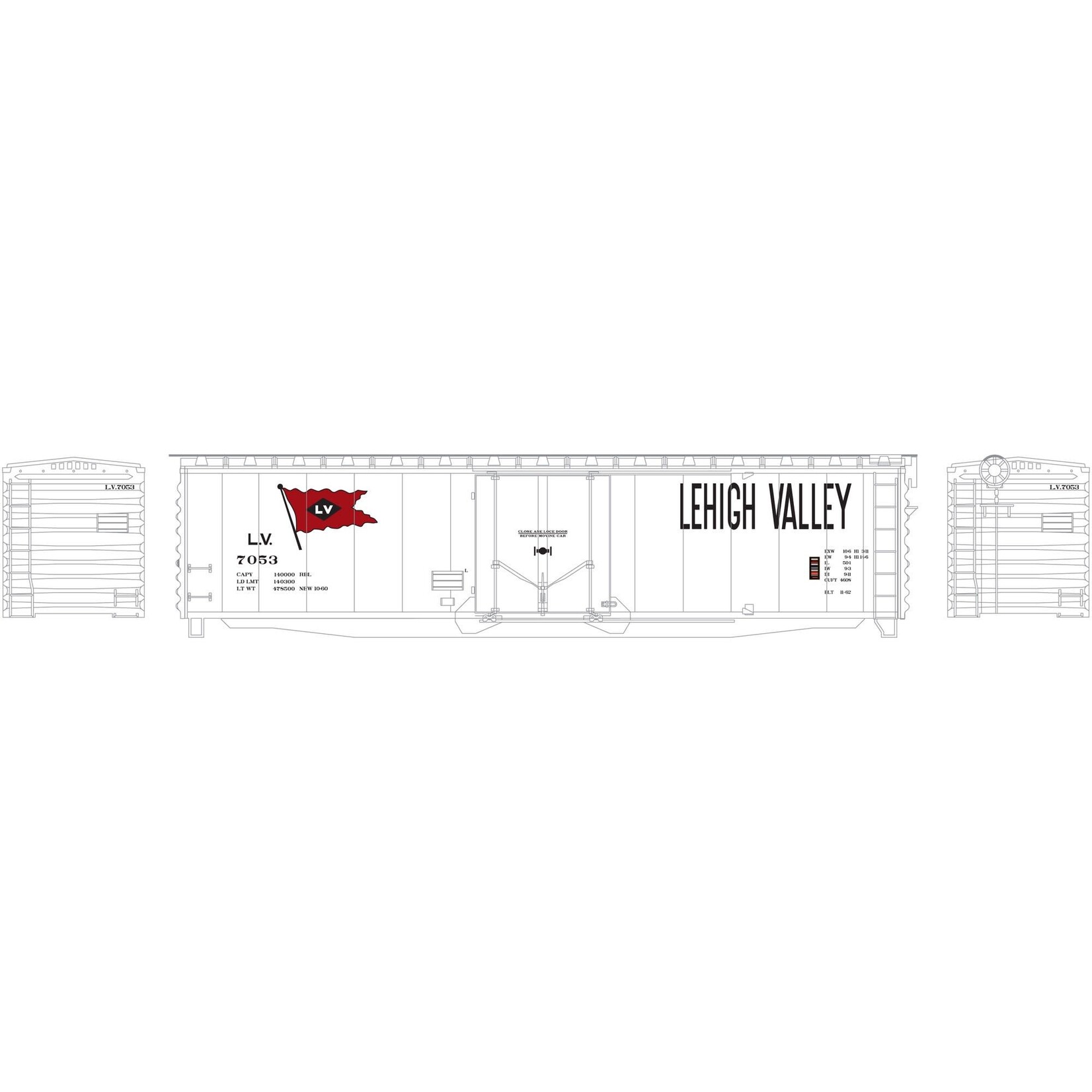 Athearn 18829 N 50' PS-1 Plug Door Smooth Side Box LV 7053