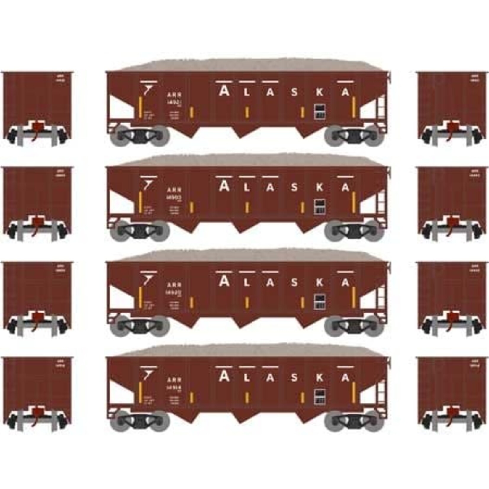 Athearn 1877 N 40' Outside Braced Hopper/Load, ARR (4) 2