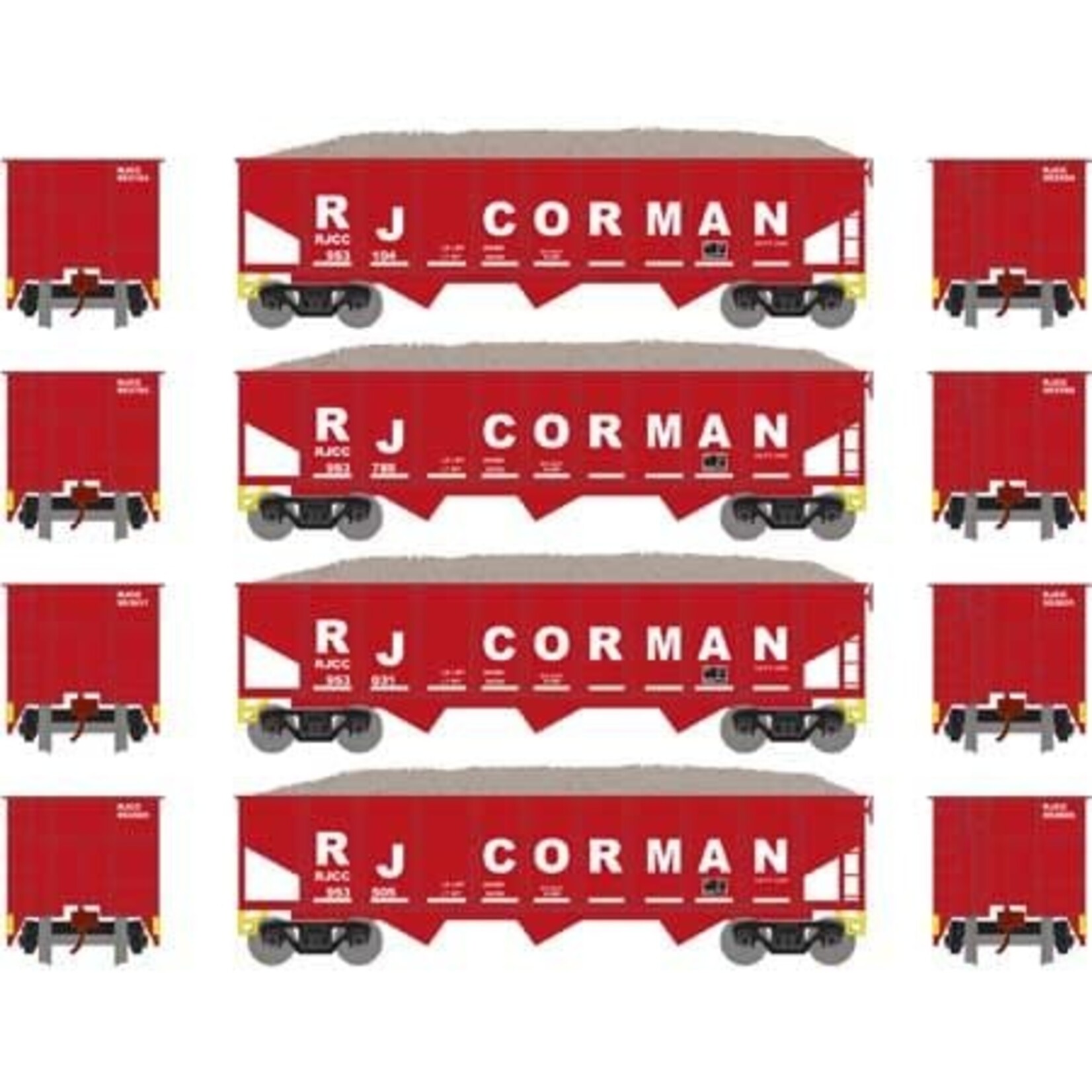 Athearn 1864 N 40' Outside Braced Hopper/Load, RJC (4) 1