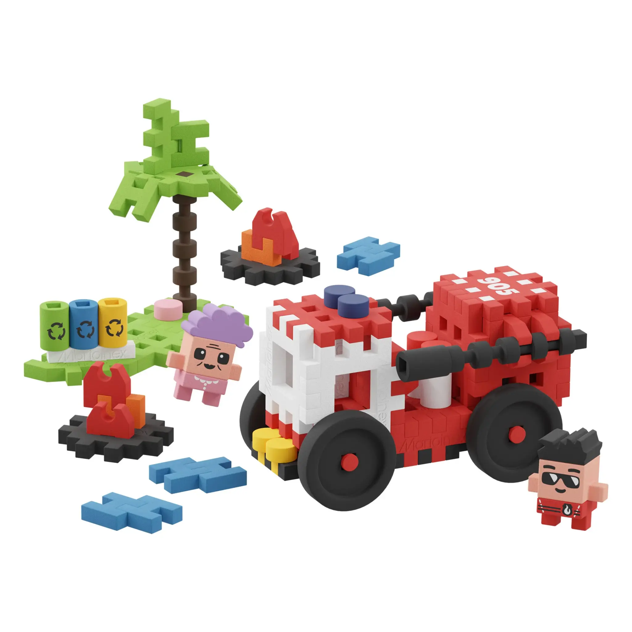Mini Waffle City - Fire Truck - 80 Pieces